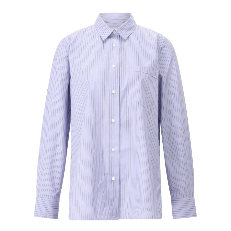 Chemise en coton rayée avec poche poitrine