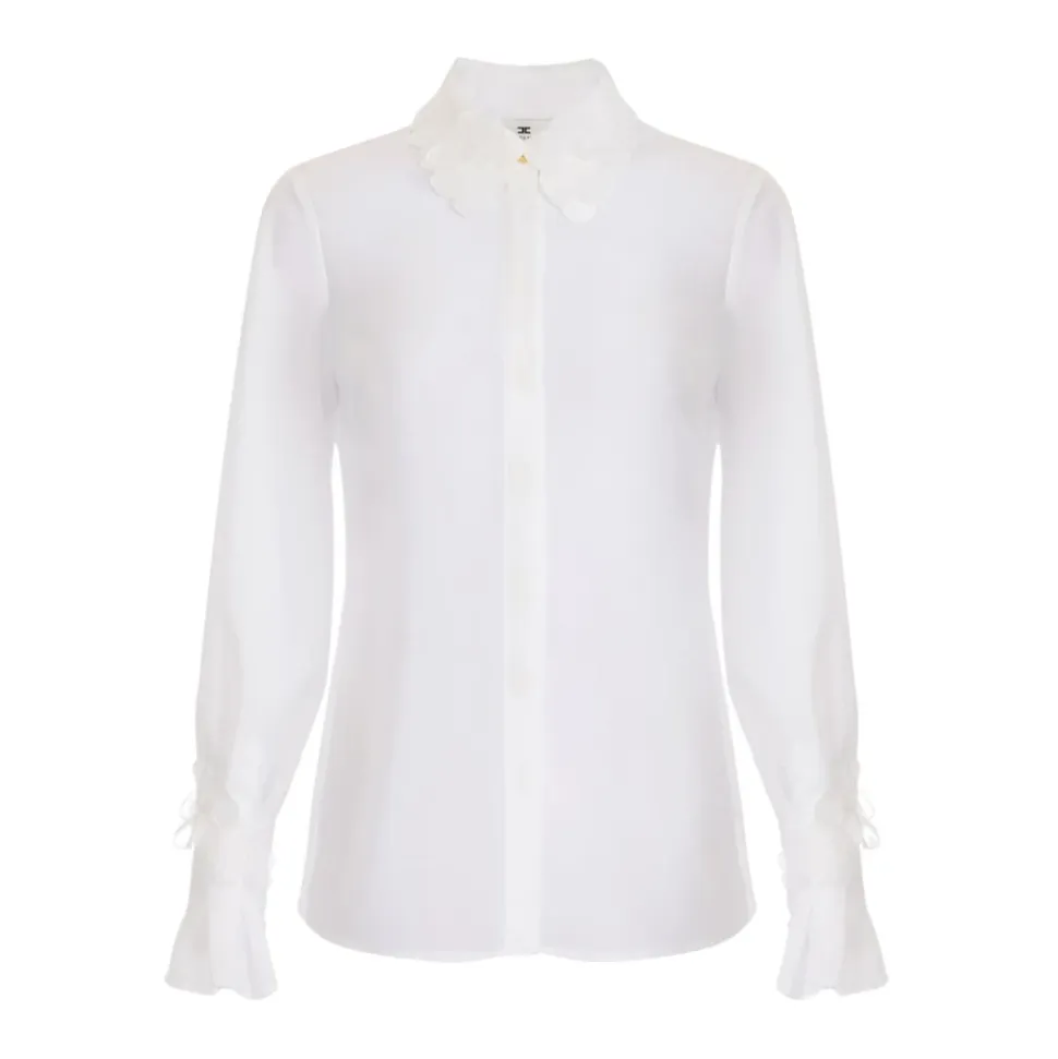 Chemise en georgette brodée de fleurs
