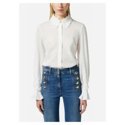 Chemise en georgette brodée de fleurs