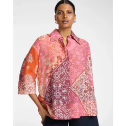 Chemise en organza de lyocell imprimé