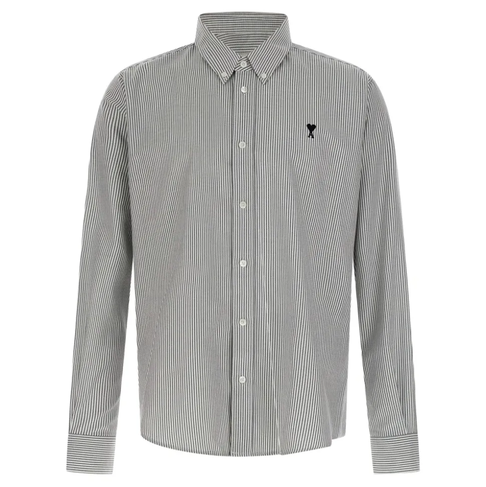 Chemise Oxford Classique Ami De Coeur à Rayures en Coton Boutonnée