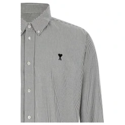 Chemise Oxford Classique Ami De Coeur à Rayures en Coton Boutonnée