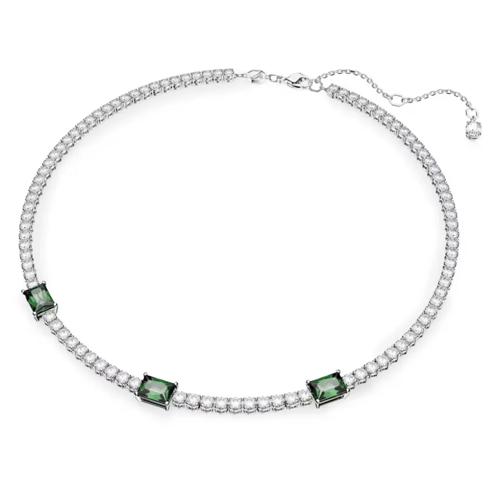 Collier de tennis unisexe Matrix vert rhodié 5666168
