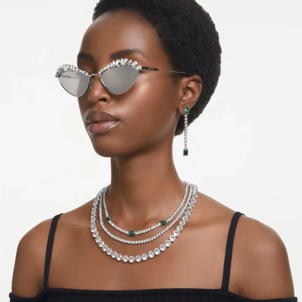 Collier de tennis unisexe Matrix vert rhodié 5666168