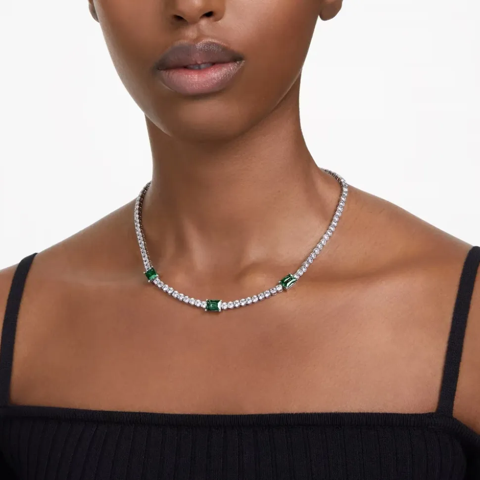 Collier de tennis unisexe Matrix vert rhodié 5666168