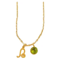 Collier Peridot Leo Zodiac Plaqué Or
