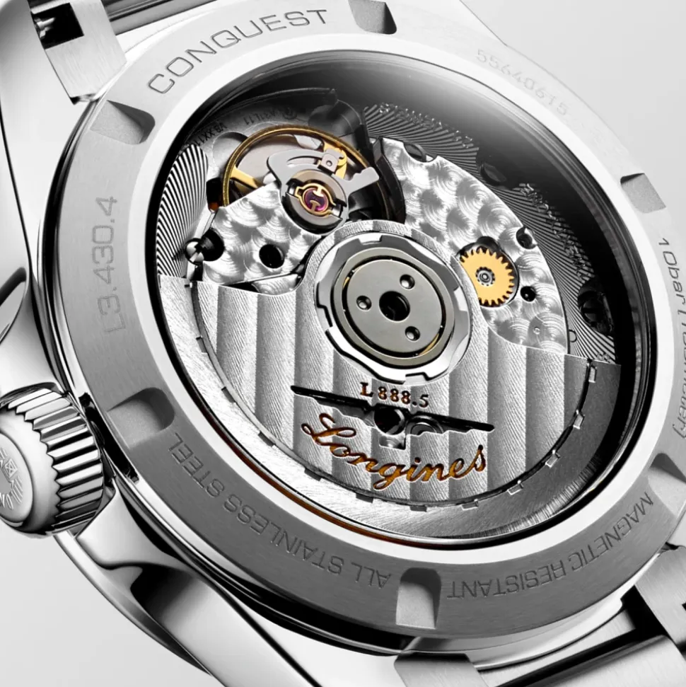 CONQUEST Cadran Argent Rayons de Soleil Montre en Acier