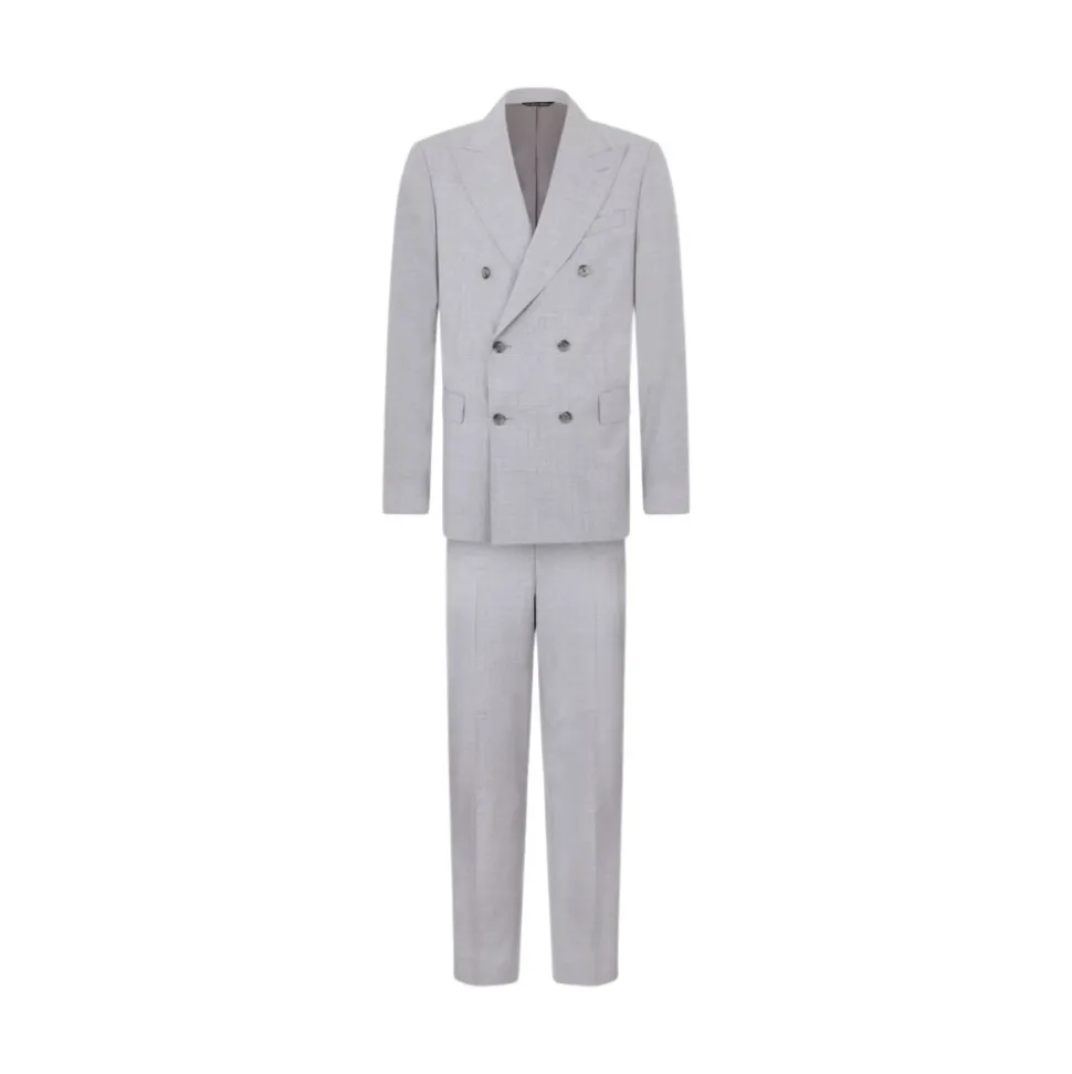 Costume Croisé en Tissage de Laine Vierge