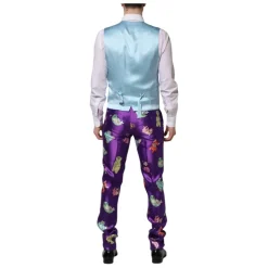 Costume en soie violette à imprimé animalier 3 pièces