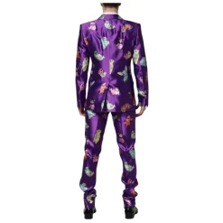 Costume en soie violette à imprimé animalier 3 pièces