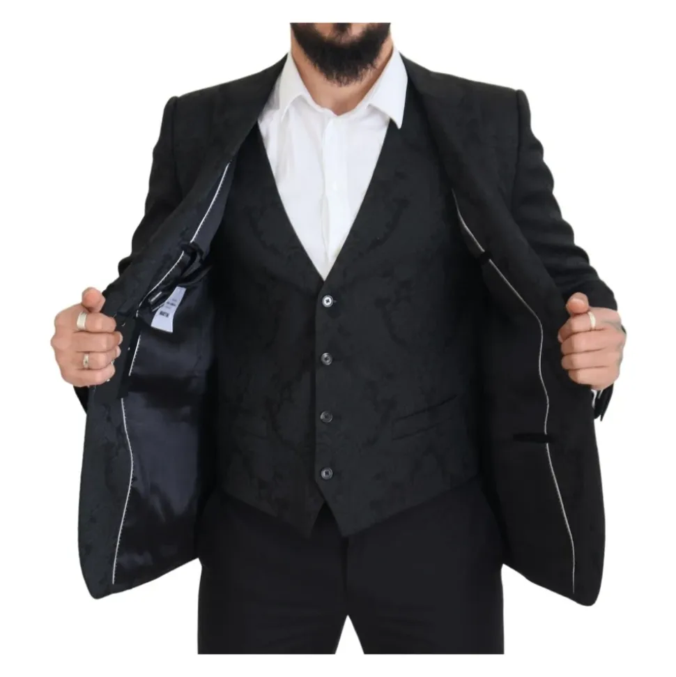 Costume MARTINI en brocart floral noir