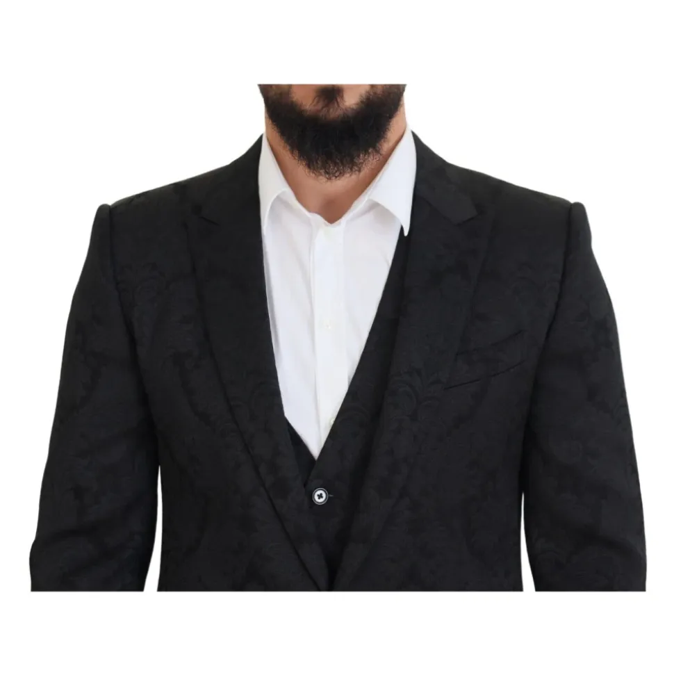 Costume MARTINI en brocart floral noir
