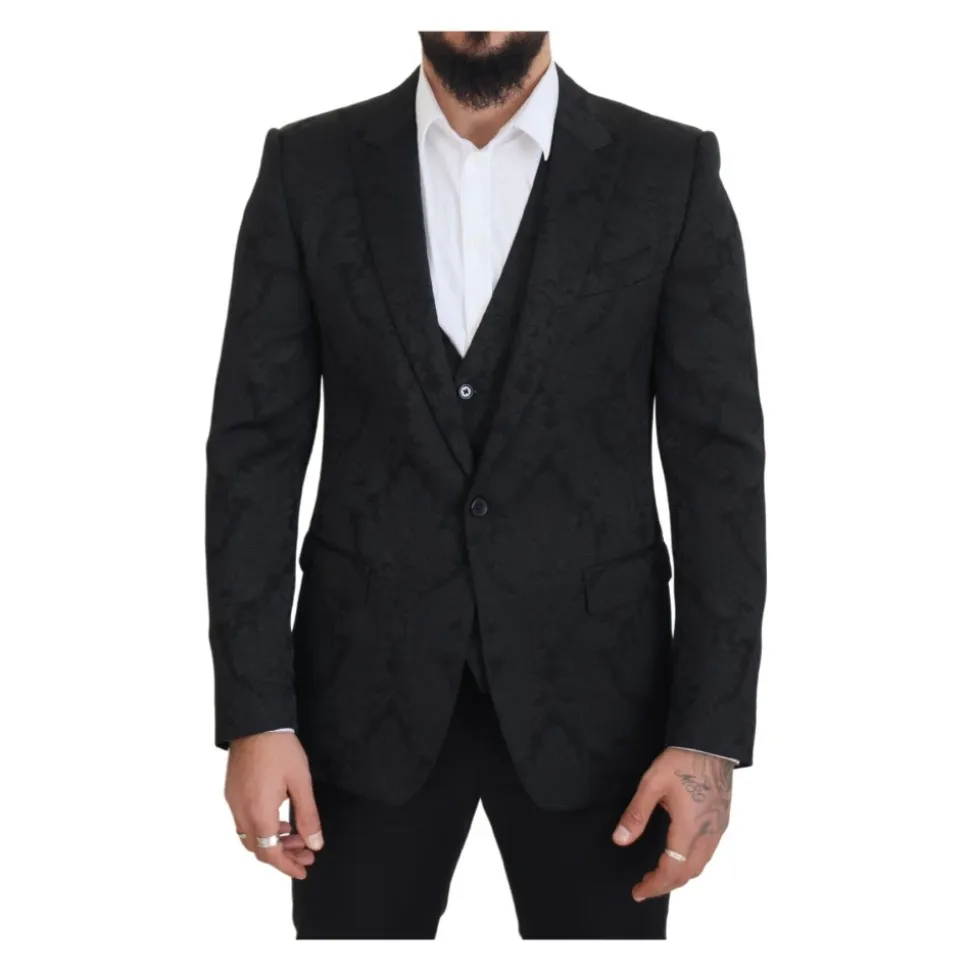 Costume MARTINI en brocart floral noir