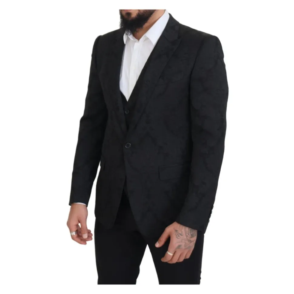 Costume MARTINI en brocart floral noir