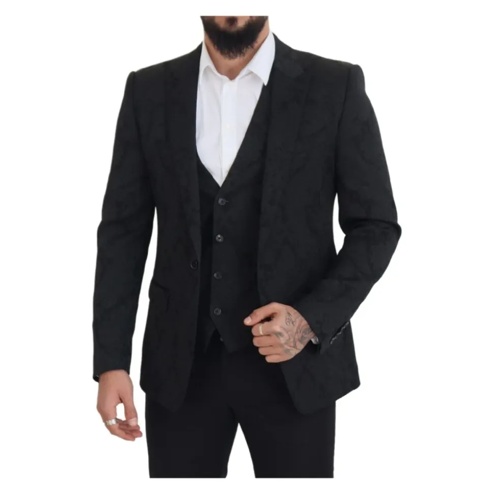 Costume MARTINI en brocart floral noir