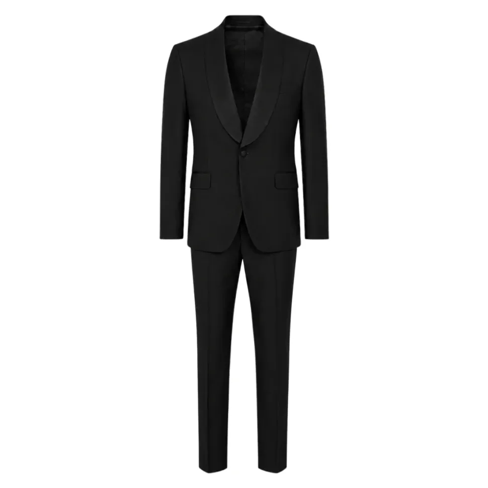 Costume à revers satiné à un bouton