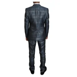Costume Slim Fit Brillant Argenté Bleu