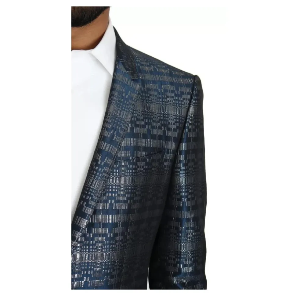 Costume Slim Fit Brillant Argenté Bleu