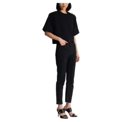Cropped sweatshirt with buttons