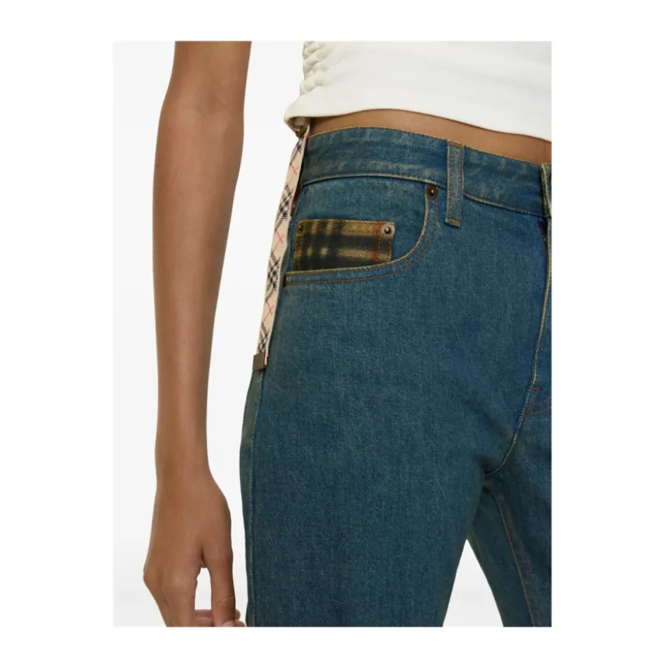Dalia Check Pocket Straight Jeans