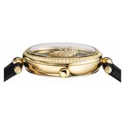 Empire Montre Cuir Noir Or Diamant