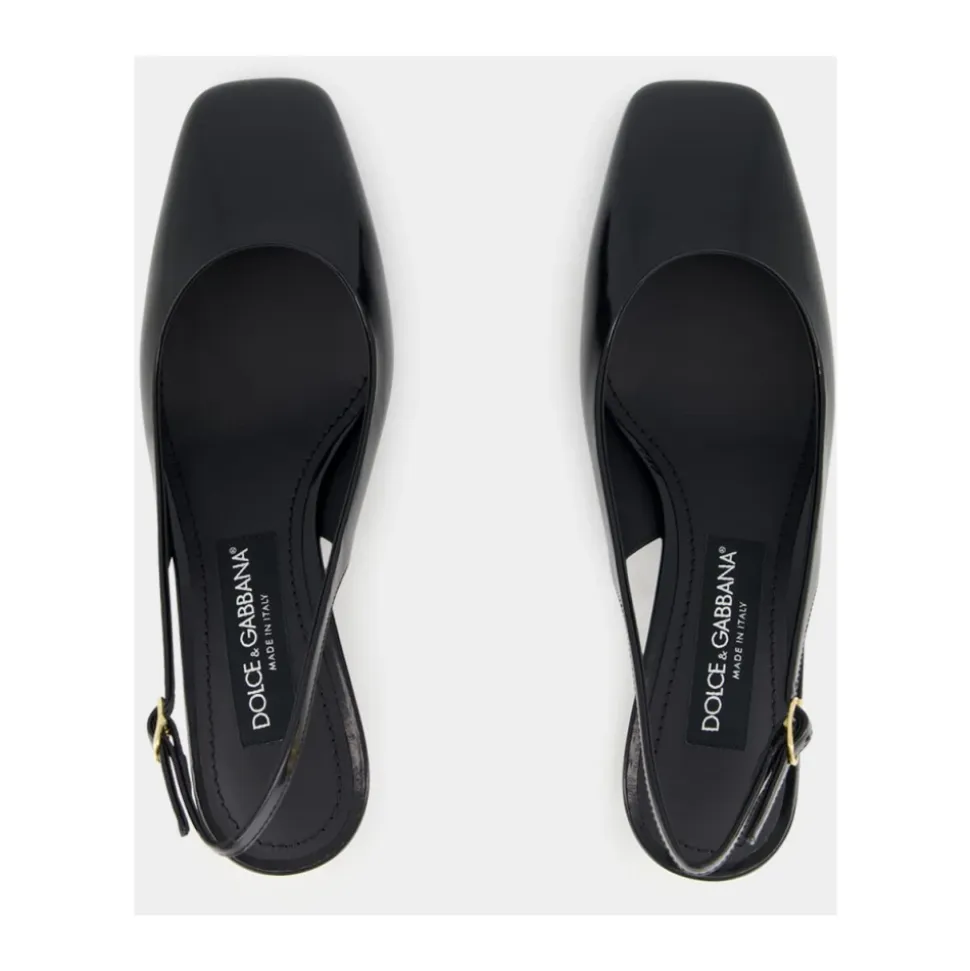 Escarpins en Cuir Verni Noir avec Talon DG