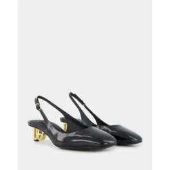 Escarpins en Cuir Verni Noir avec Talon DG