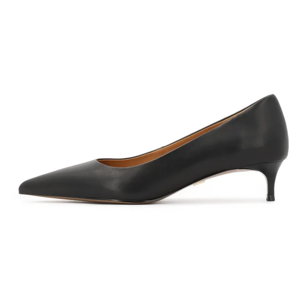 Escarpins noirs en cuir à petit talon