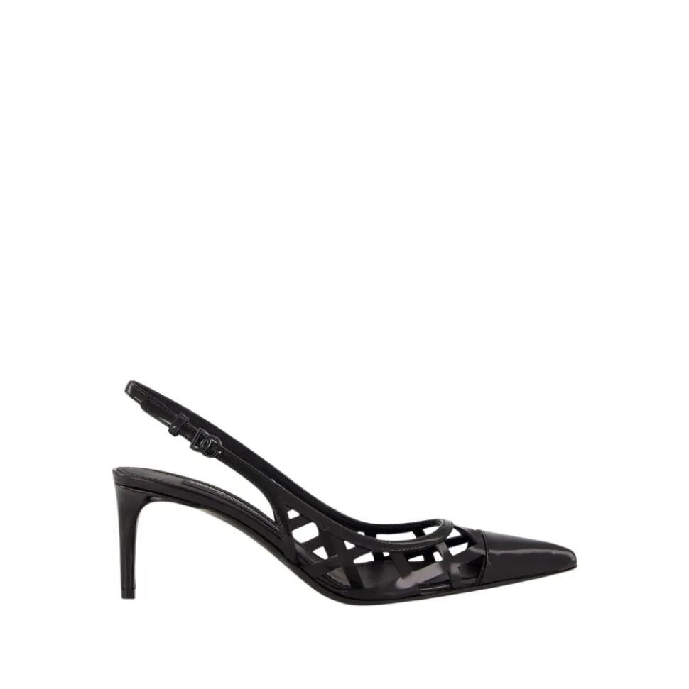 Escarpins Slingback en Cuir Noir