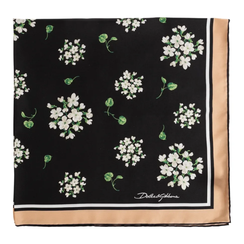 Foulard en twill de soie à imprimé floral