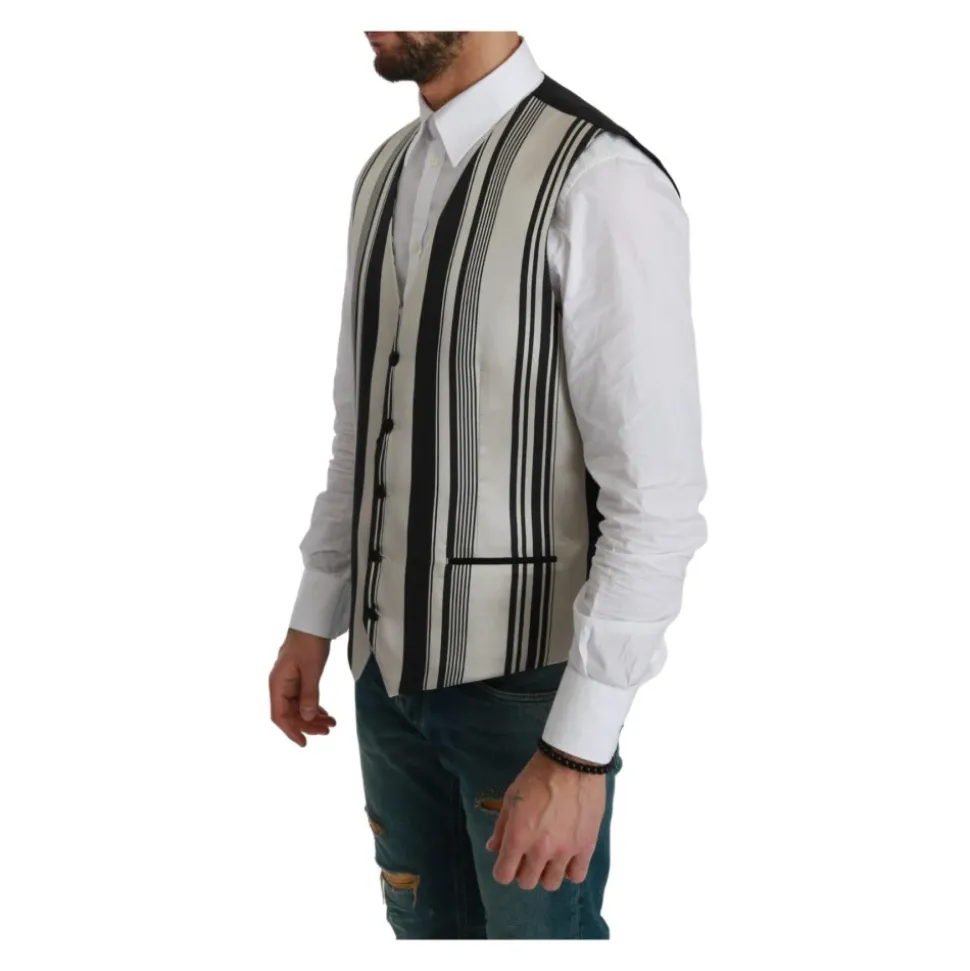 Gilet de costume formel en soie rayée