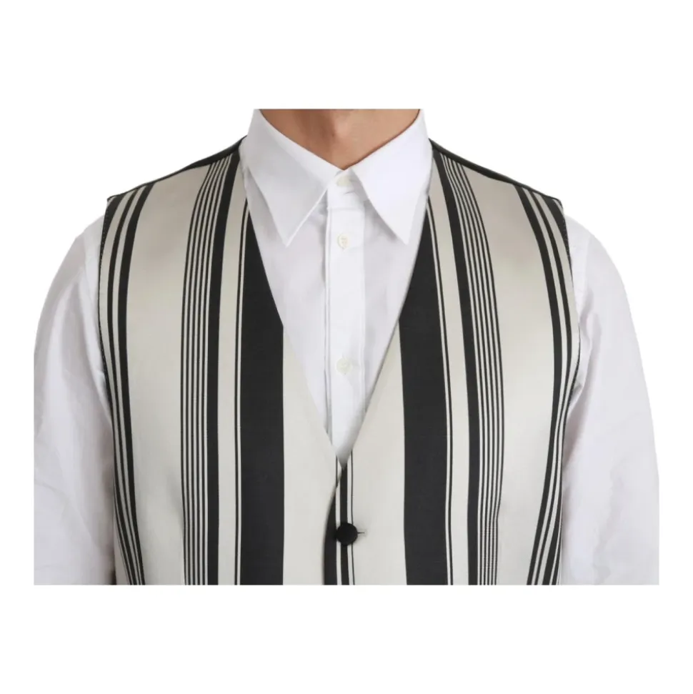 Gilet de costume formel en soie rayée