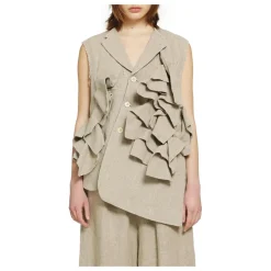 Gilet en lin à volants