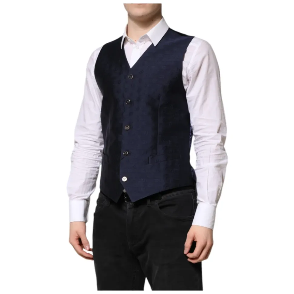 Gilet Formel en Laine Bleu Foncé avec Logo