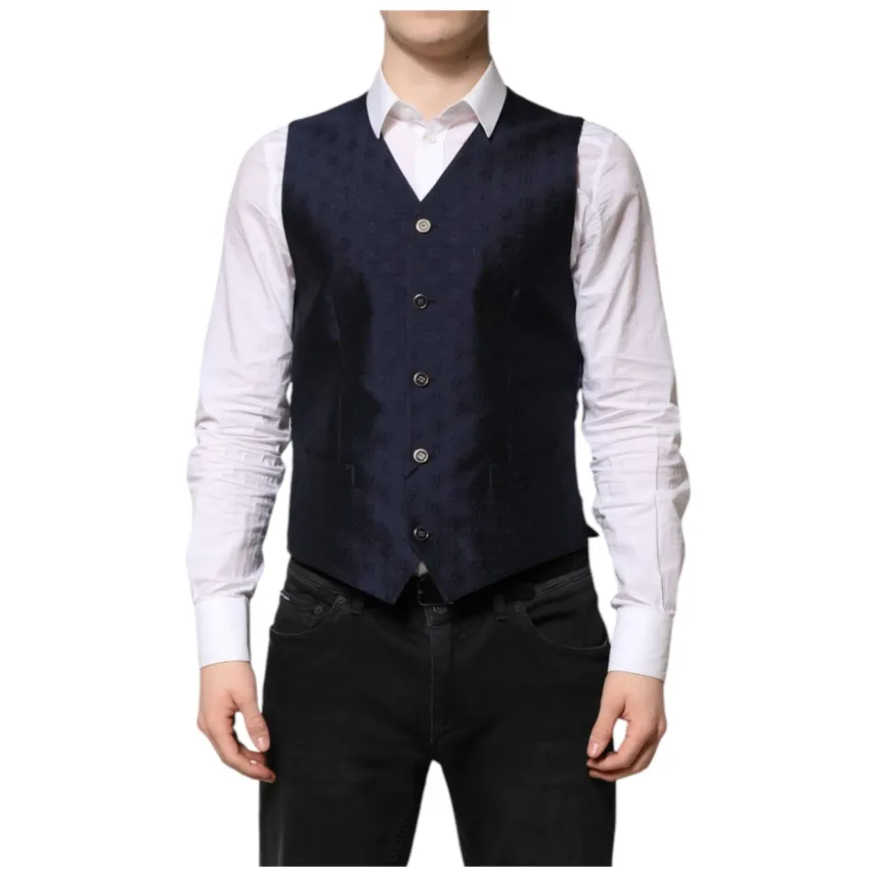 Gilet Formel en Laine Bleu Foncé avec Logo
