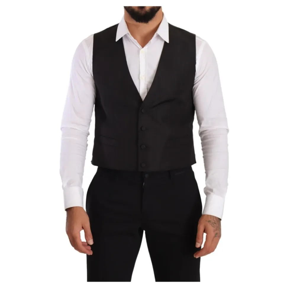 Gilet Formel en Soie Grise, Slim Fit, Fabriqué en Italie