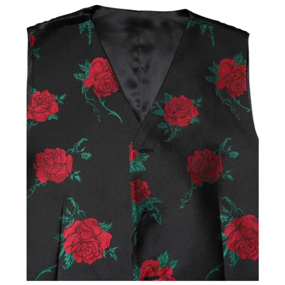 Gilet Formel Homme Rouge en Brocart Floral