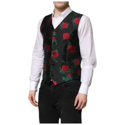 Gilet Formel Homme Rouge en Brocart Floral