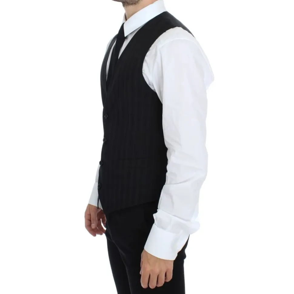 Gilet Élégant en Laine Rayée