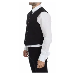 Gilet Noir Col en V Coupe Classique