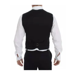 Gilet Noir Col en V Coupe Classique