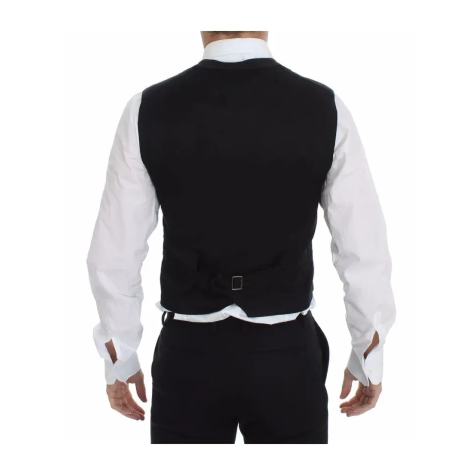 Gilet Noir Col en V Coupe Classique
