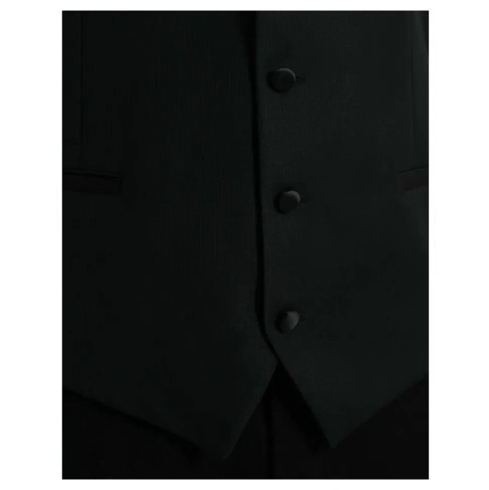 Gilet Robe en Laine Noir Simple Boutonnage