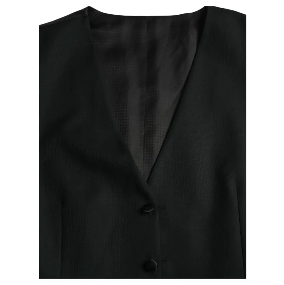 Gilet Robe en Laine Noir Simple Boutonnage