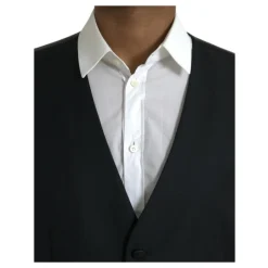 Gilet Robe en Laine Noir Simple Boutonnage
