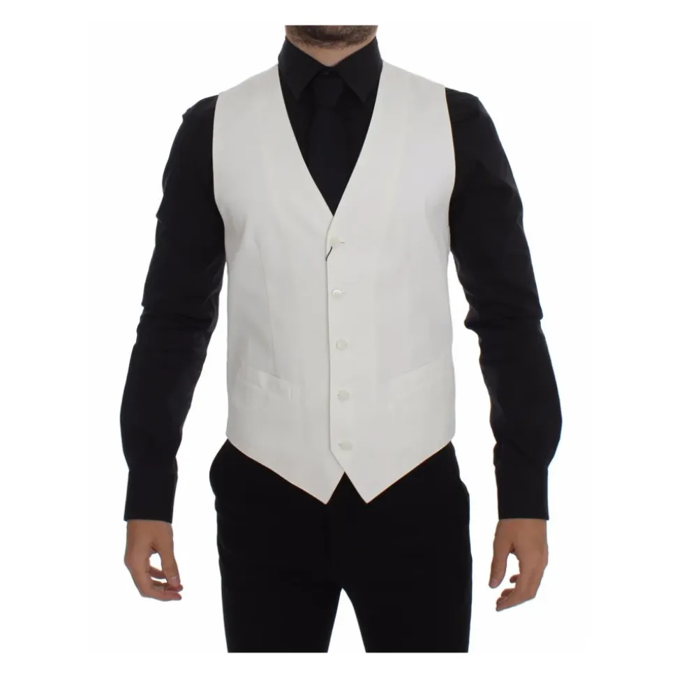 Gilet Robe en Mélange Coton Soie Blanc