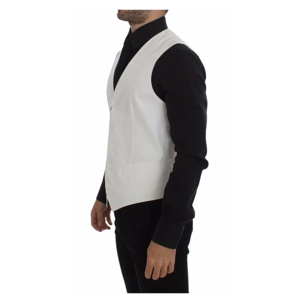 Gilet Robe en Mélange Coton Soie Blanc
