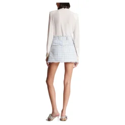 Gingham tweed A-line skirt