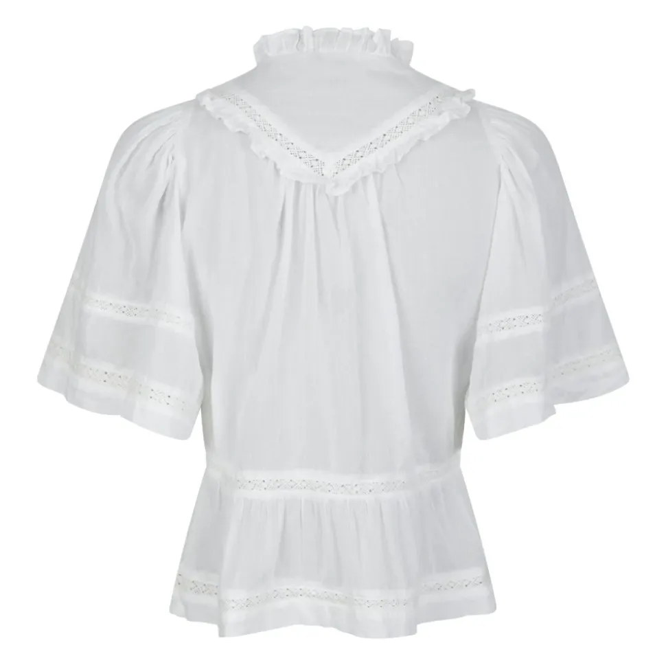 Haut en Voile Blanc avec Détails de Ruban