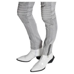 Jean Biker en Denim Matelassé Gris